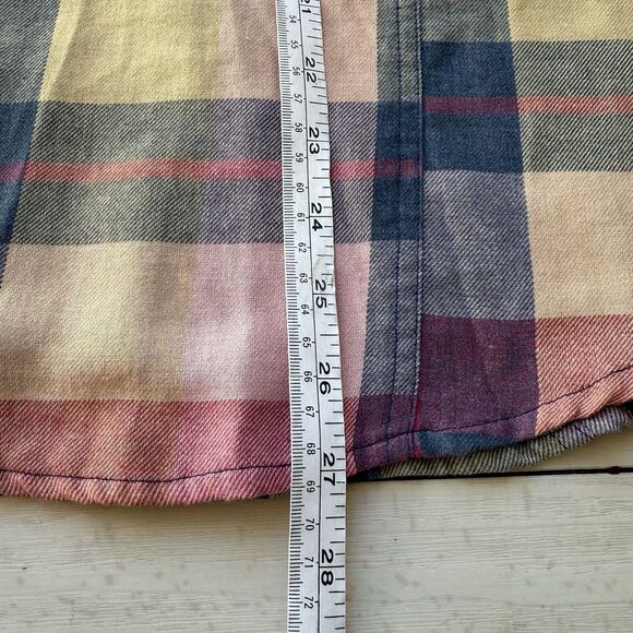 Bke Shirt Womens Medium Pink Plaid Button Front Eased Rolled Cuff Western Casual - Picture 8 of 8